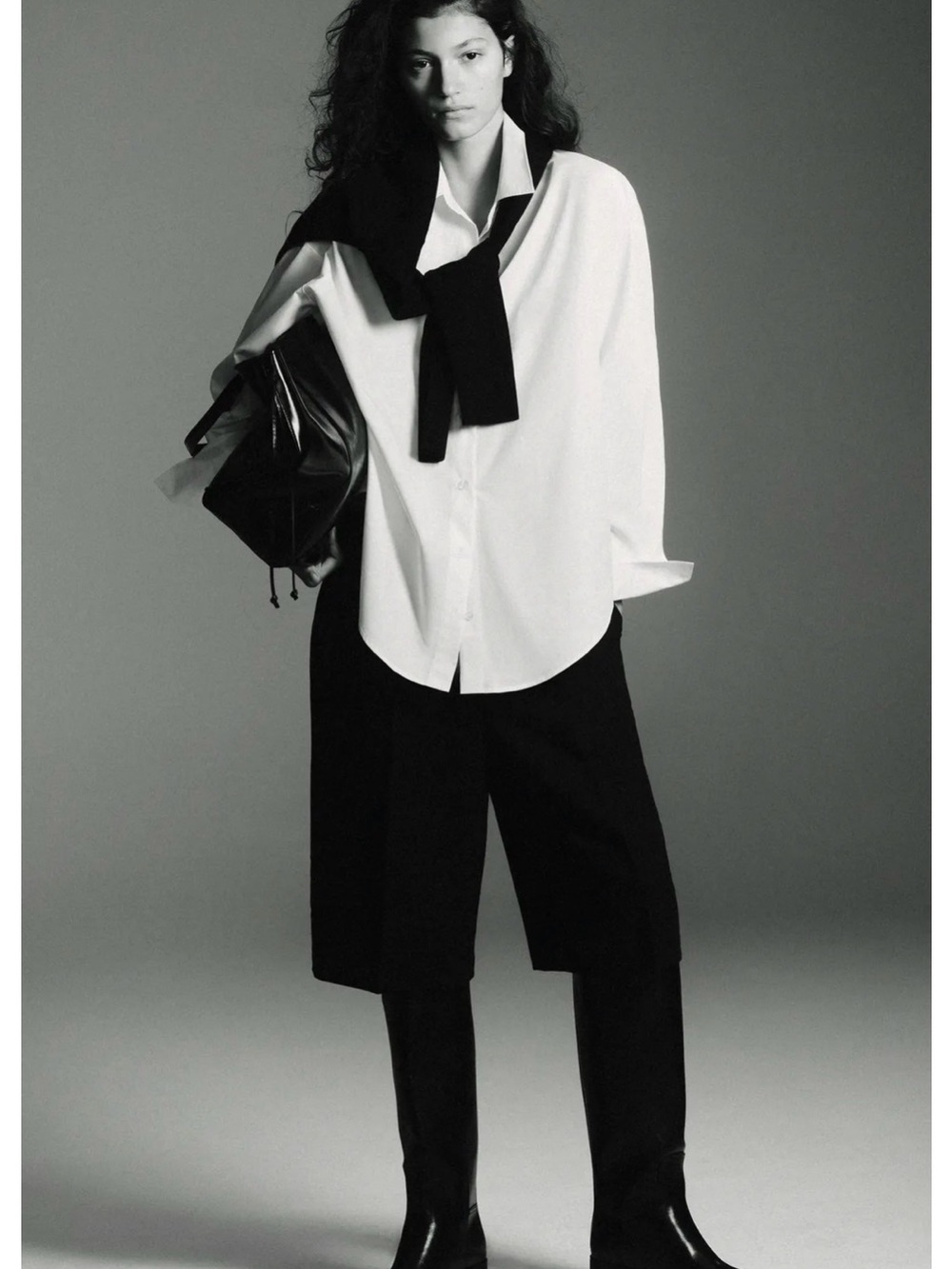 Zara black pleated long shorts